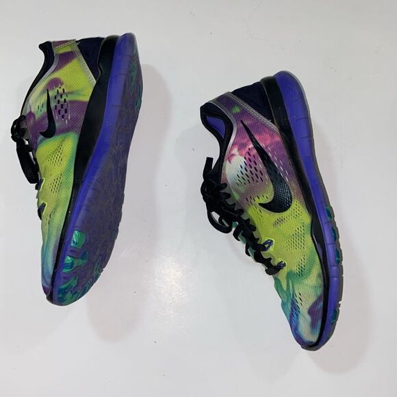 Nike Free 5.0  Black and Purple Green Athletic Shoes Women’s Size 6 US - Picture 2 of 11